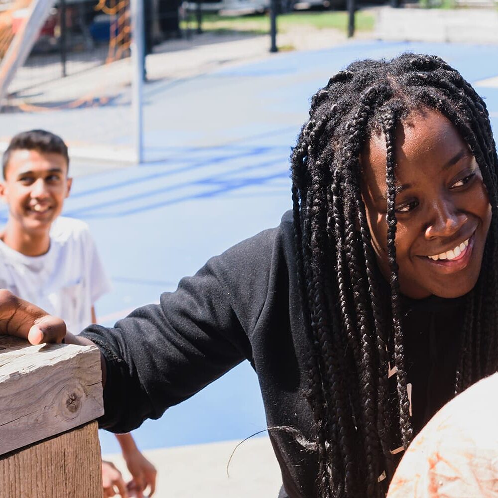 A view of two children on the playground